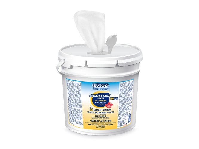 Zytec Germ Buster Lemon Scented Disinfectant Wipes 800 Wipes/Tub